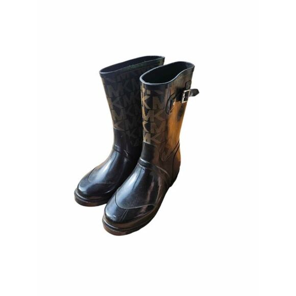 Michael Kors Signature‎ Buckle Mid Calf Rubber Rain Boot Size 7 - Picture 1 of 5